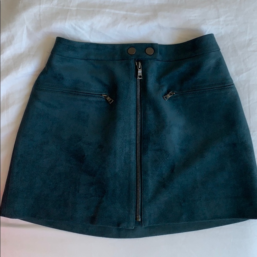 bcbgmaxazria suede skirt in teal